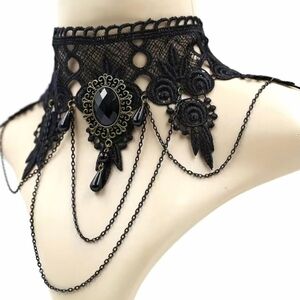 Elegant Black Lace Choker Necklace. Gothic Look